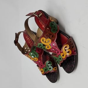 L'artiste Ketta Multicolor Leather Sandals Size 39=8.5
